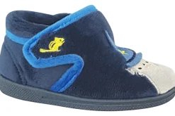 BOY Chipmunk Velcro | Warm Lined<Abracadabra FCH213012 Boys Velour Slippers