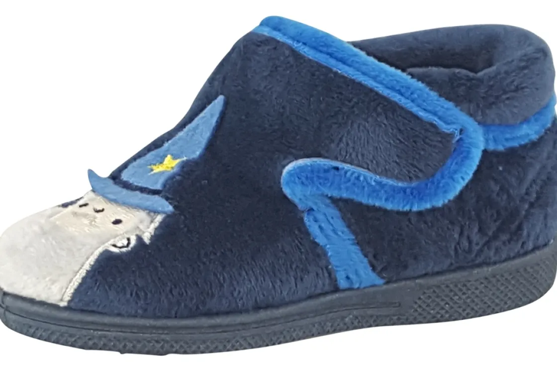 BOY Chipmunk Velcro | Warm Lined<Abracadabra FCH213012 Boys Velour Slippers