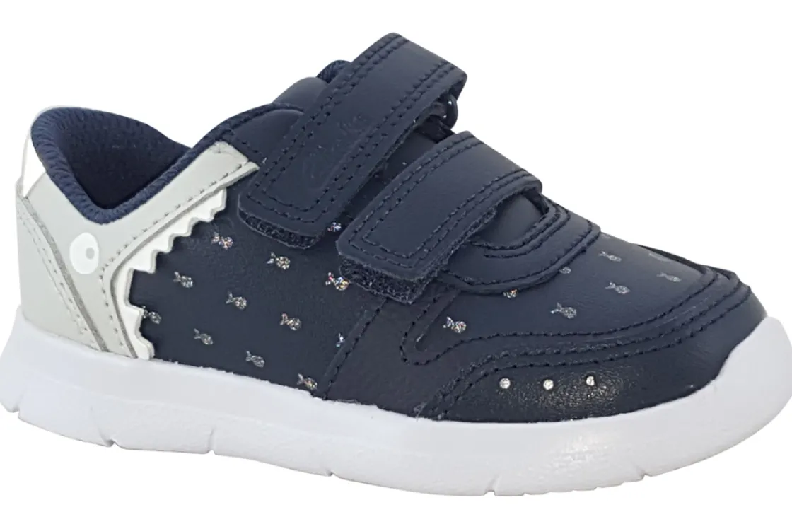 BOY Clarks Velcro | Boys Trainers<Ath Scale T Navy Boys Leather Trainers