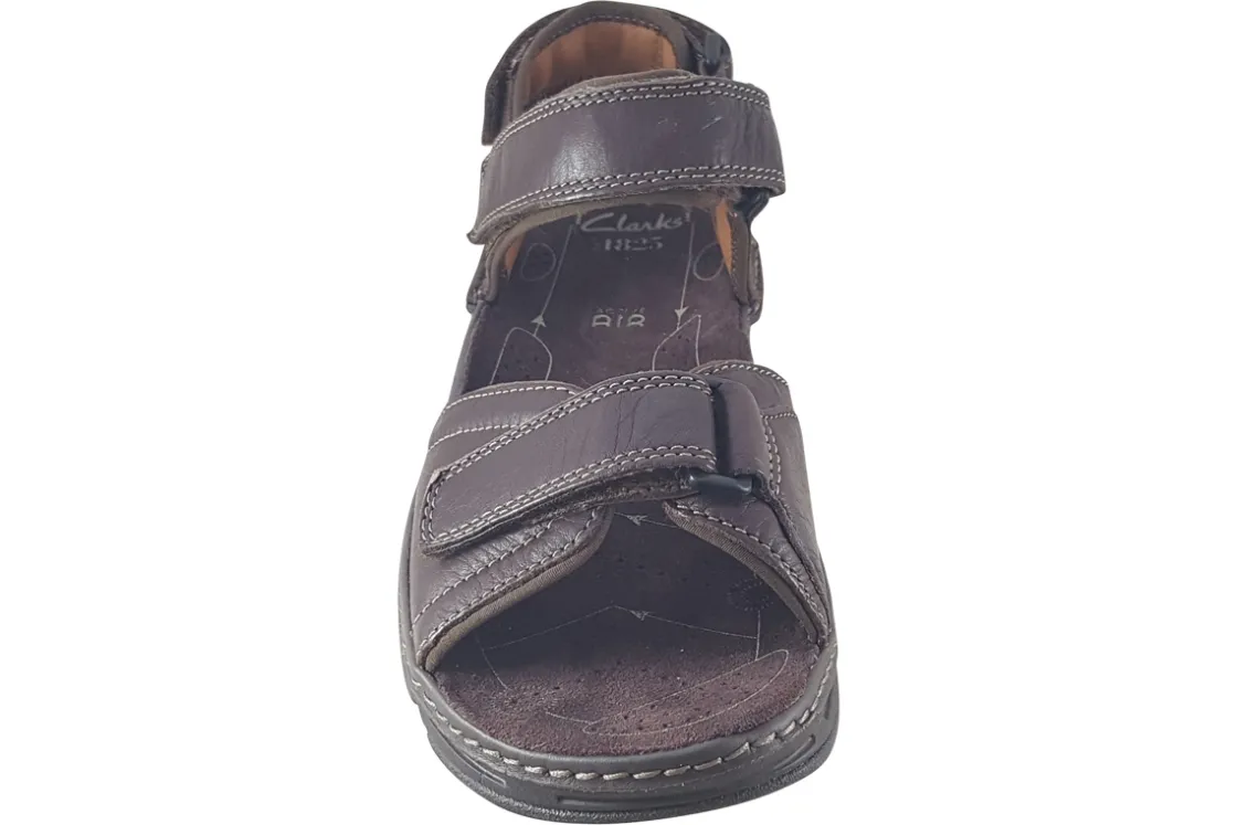 Clarks Mens Sandals<ATL Part Dark Brown Mens Leather Sandals