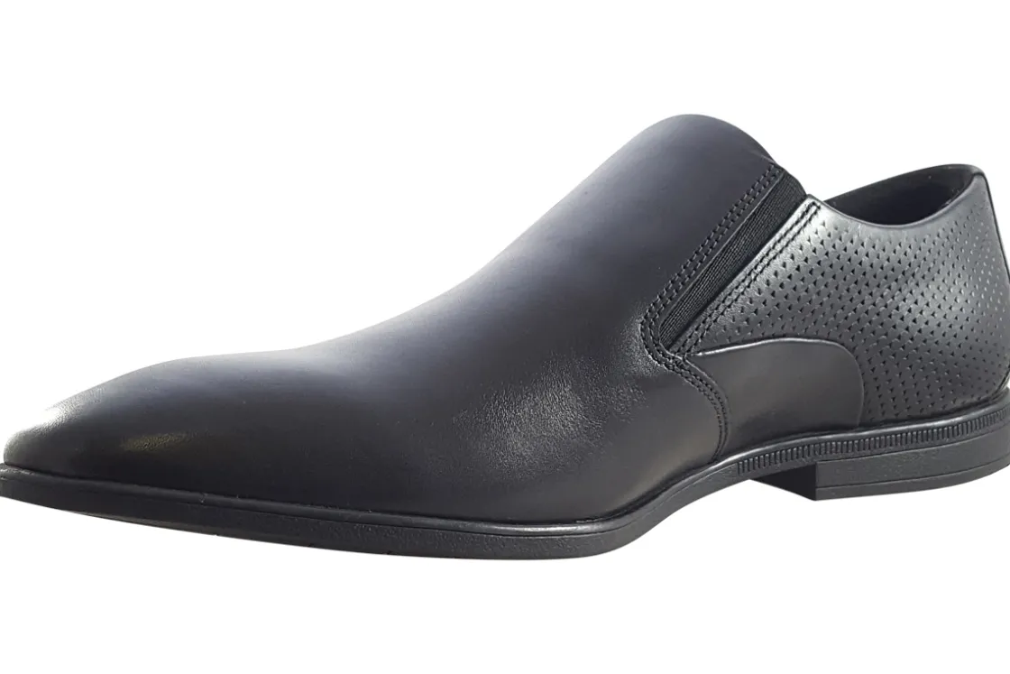 BOY Clarks Senior Boys | Plain Toe<Boswyn Slip Black Mens Leather Shoes