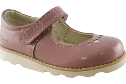 Clarks Velcro | Girls Shoes<Crown Jane K. Dusty Pink Girls Leather Patent Shoes