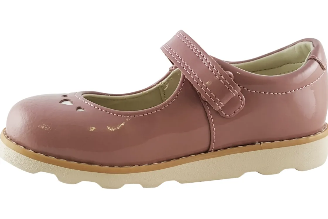 Clarks Velcro | Girls Shoes<Crown Jane K. Dusty Pink Girls Leather Patent Shoes
