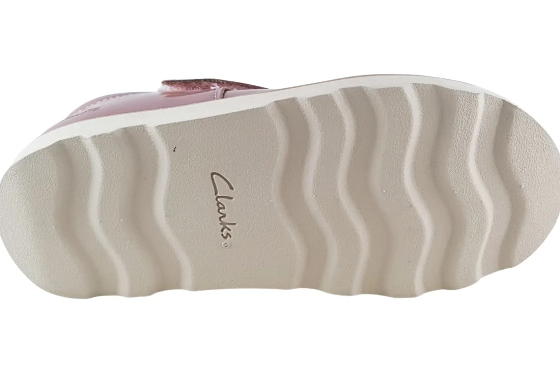 Clarks Velcro | Girls Shoes<Crown Jane K. Dusty Pink Girls Leather Patent Shoes