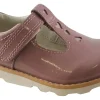 Clarks Velcro | Girls First Shoes<Crown Teen T. Dusty Pink Girls Leather Patent First Shoes