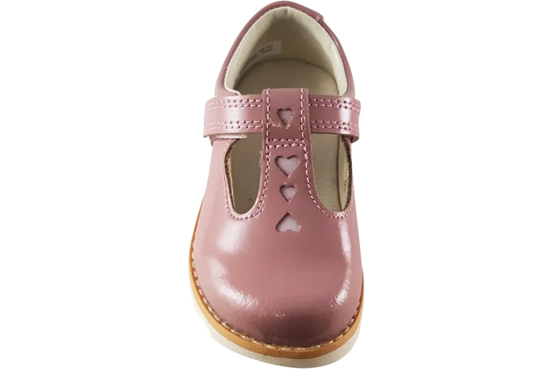Clarks Velcro | Girls First Shoes<Crown Teen T. Dusty Pink Girls Leather Patent First Shoes