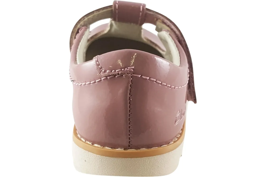 Clarks Velcro | Girls First Shoes<Crown Teen T. Dusty Pink Girls Leather Patent First Shoes