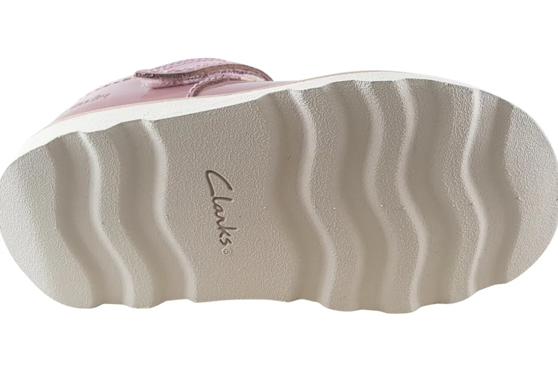 Clarks Velcro | Girls First Shoes<Crown Teen T. Dusty Pink Girls Leather Patent First Shoes