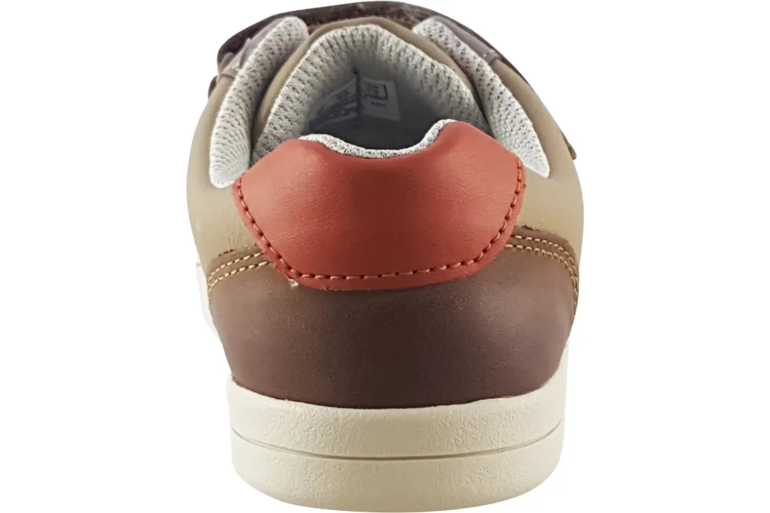BOY Clarks Velcro | Boys Shoes<Den Stripe K (F Fit) Boys Leather Shoes