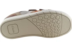 BOY Clarks Velcro | Boys Shoes<Den Stripe K (F Fit) Boys Leather Shoes