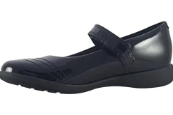 Clarks Junior Girls | Velcro<Etch Gem K. Black Girls Leather Patent School Shoes