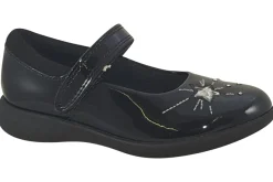 Clarks Velcro | Junior Girls<Etch Spark T Black Girls Leather Shoes