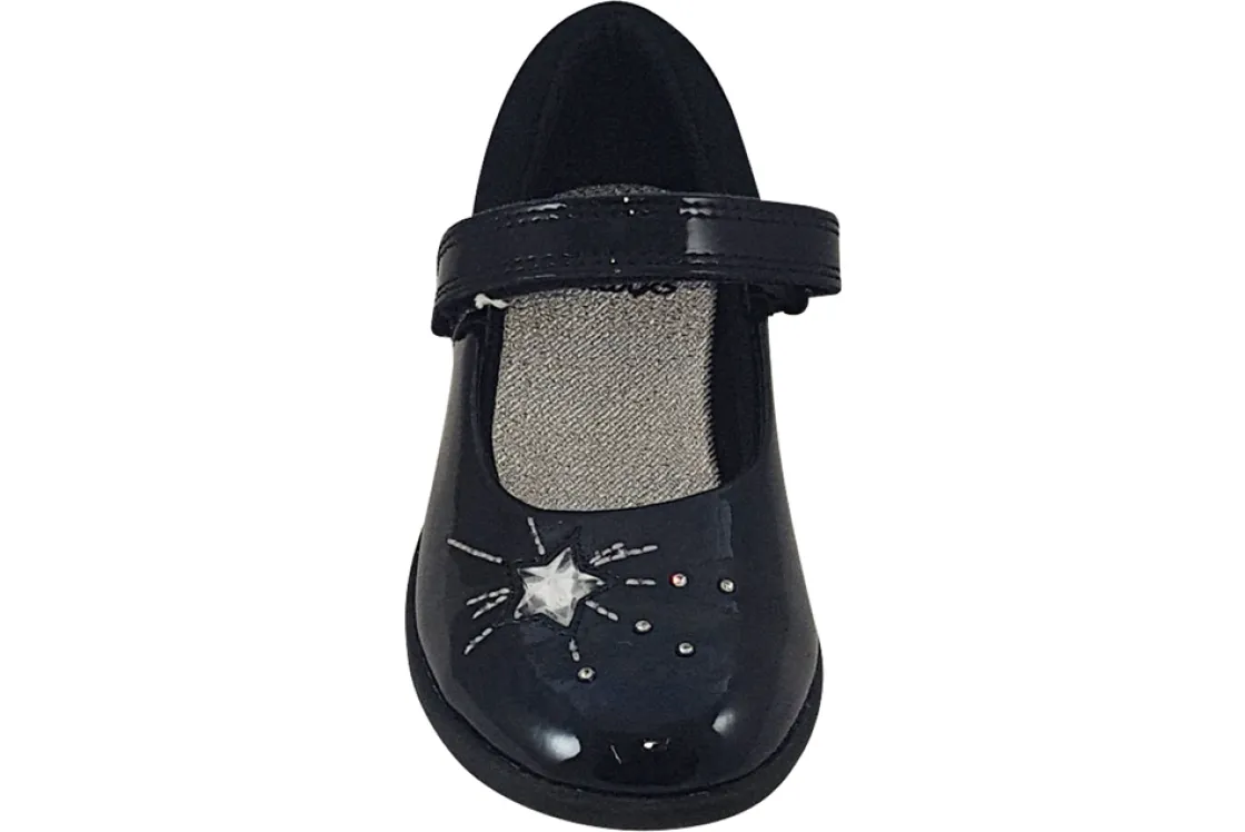 Clarks Velcro | Junior Girls<Etch Spark T Black Girls Leather Shoes