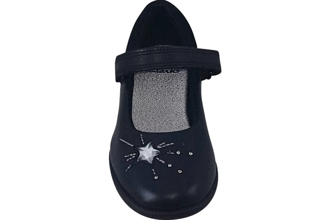 Clarks Velcro | Junior Girls<Etch Spark T Black Girls Leather Shoes