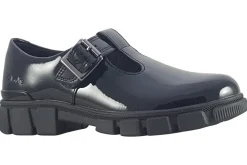 Clarks Junior Girls | Buckle<Evyn Bar K. Girls Black Leather Patent School Shoes