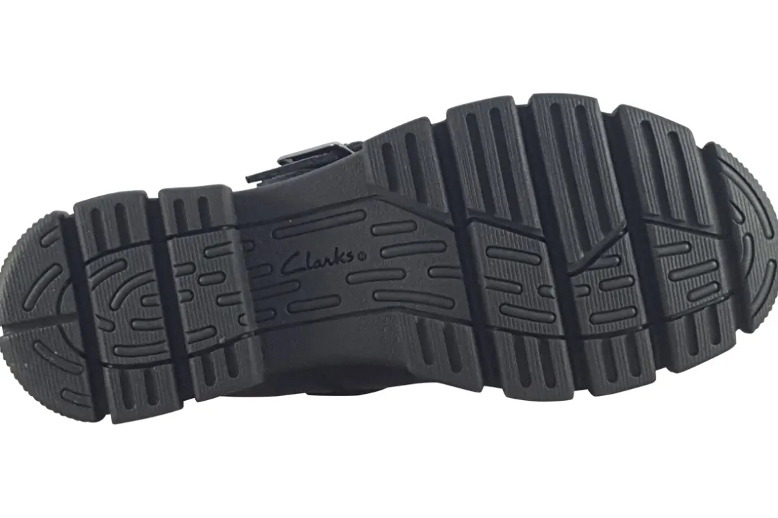 Clarks Junior Girls | Buckle<Evyn Bar K. Girls Black Leather Patent School Shoes
