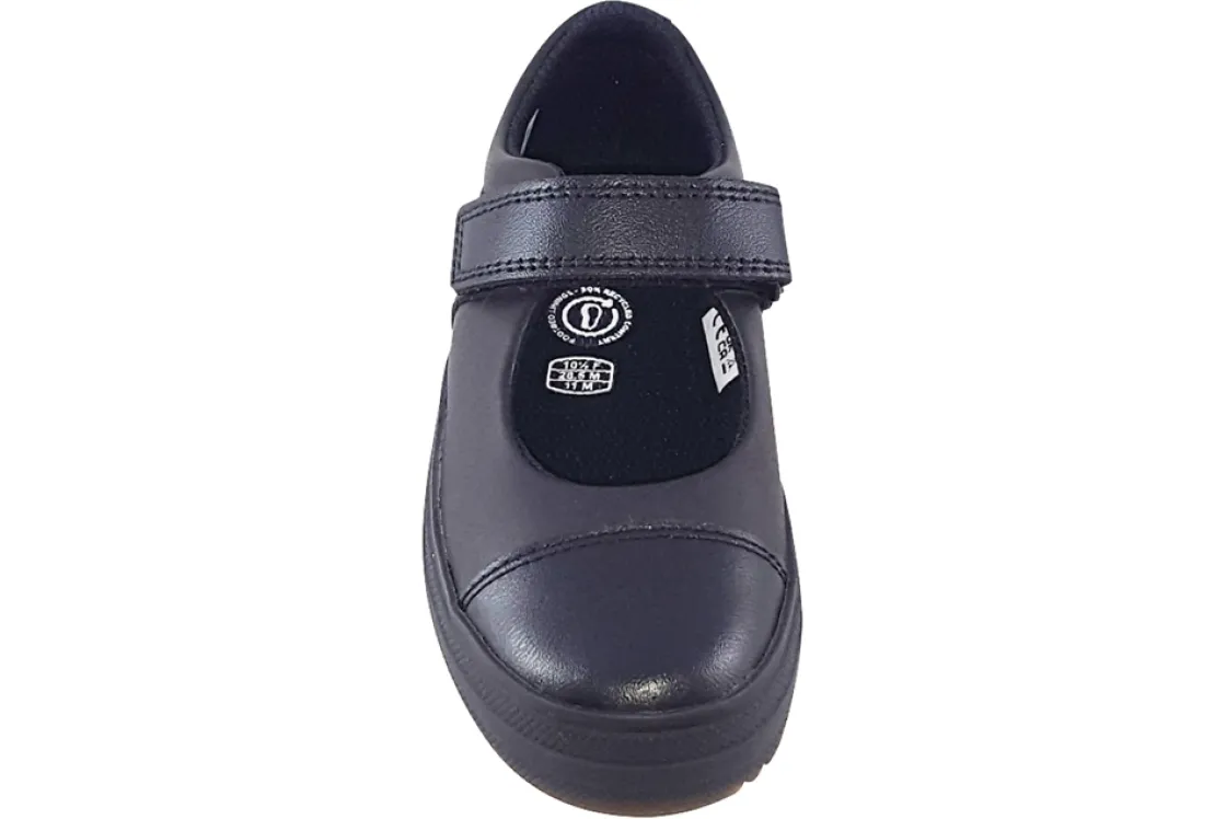 Clarks Velcro | Junior Girls<Flare Shine K Black Girls Leather Shoes