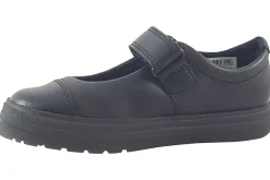 Clarks Velcro | Junior Girls<Flare Shine T Black Girls Leather Shoes