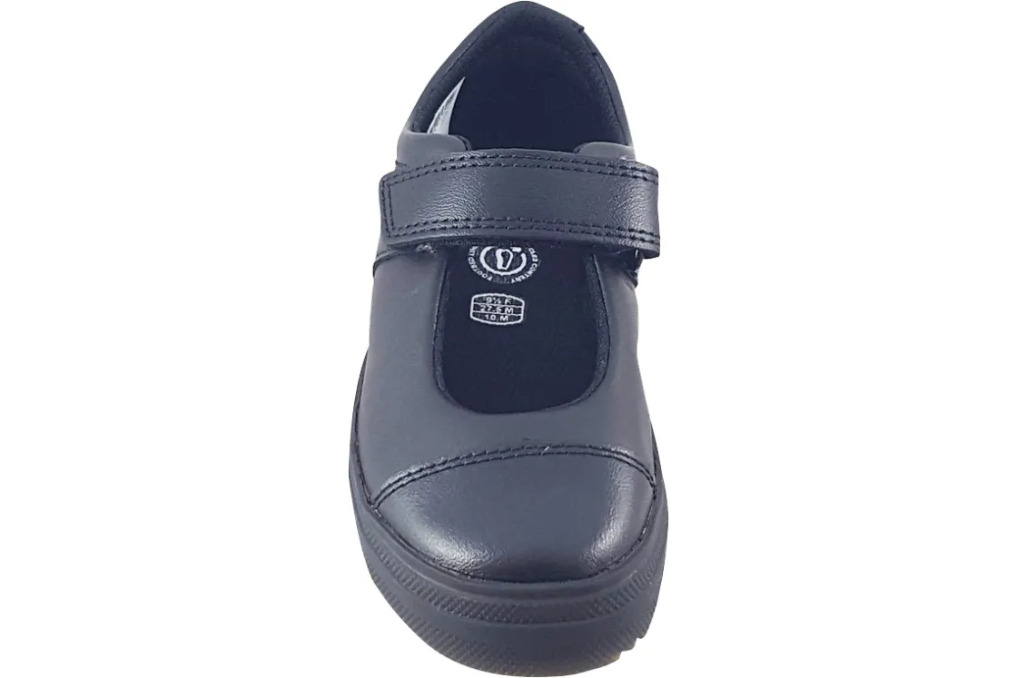 Clarks Velcro | Junior Girls<Flare Shine T Black Girls Leather Shoes