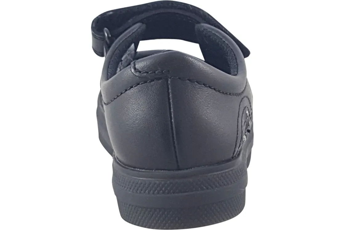 Clarks Velcro | Junior Girls<Flare Shine T Black Girls Leather Shoes