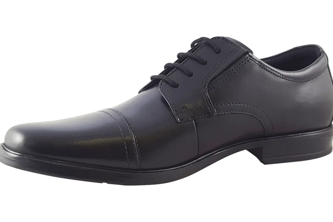 BOY Clarks Mens Shoes | Senior Boys<Howard Cap Black Mens Leather Shoes