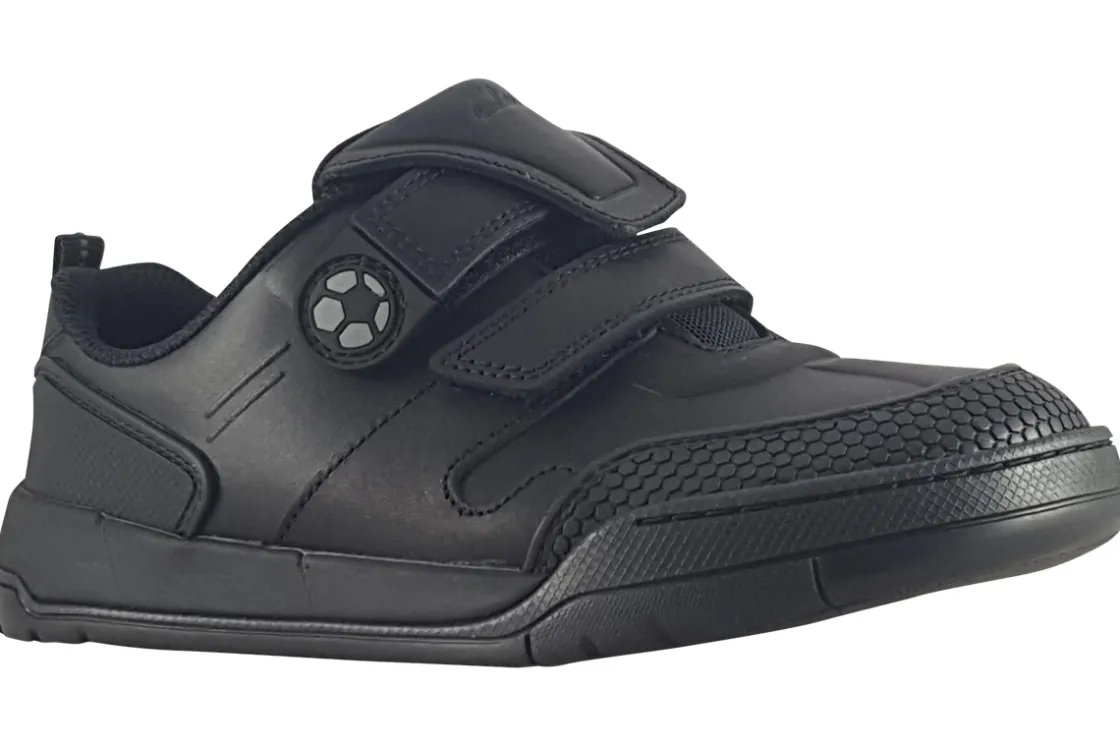 BOY Clarks Junior Boys | Velcro<Laser Track K Black Boys Leather School Shoes