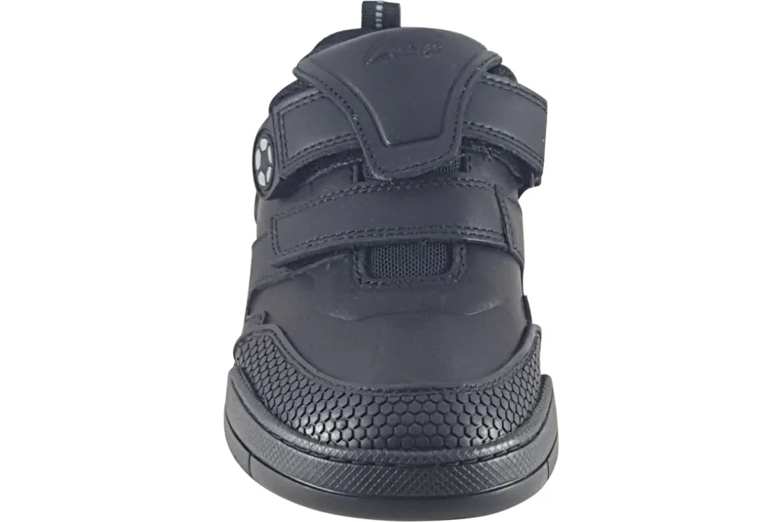 BOY Clarks Junior Boys | Velcro<Laser Track K Black Boys Leather School Shoes