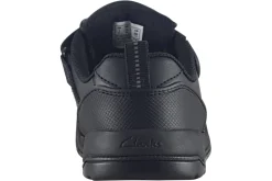 BOY Clarks Junior Boys | Velcro<Laser Track K Black Boys Leather School Shoes