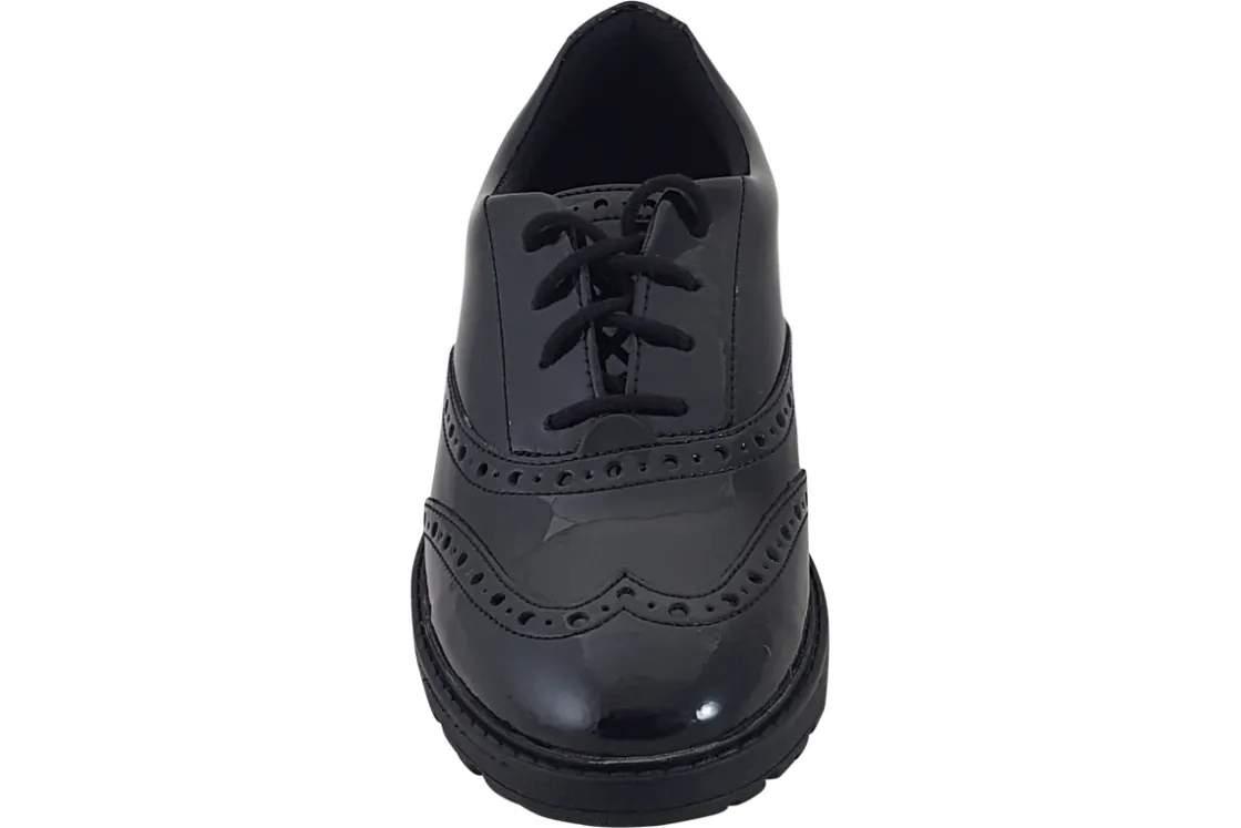 Clarks Junior Girls | Senior Girls<LoxhamBrogueY Black Girls Leather Patent School Shoes