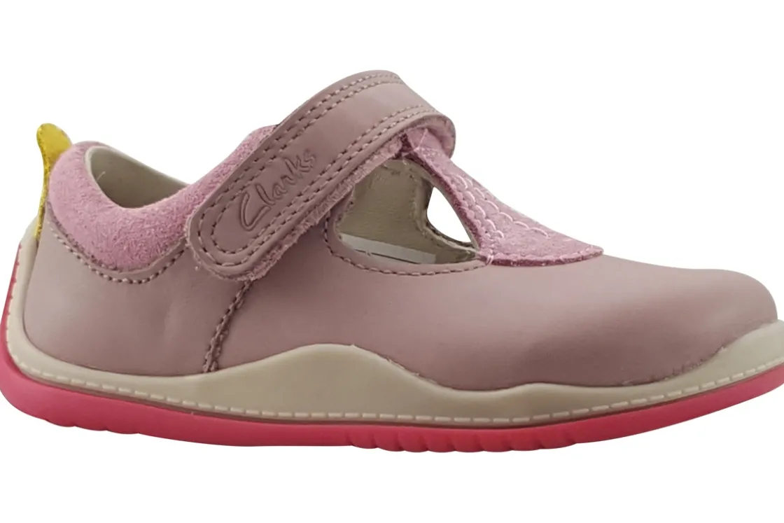 Clarks Velcro | Girls Shoes<NoodleBrightT. Dusty Pink Girls Leather Shoes