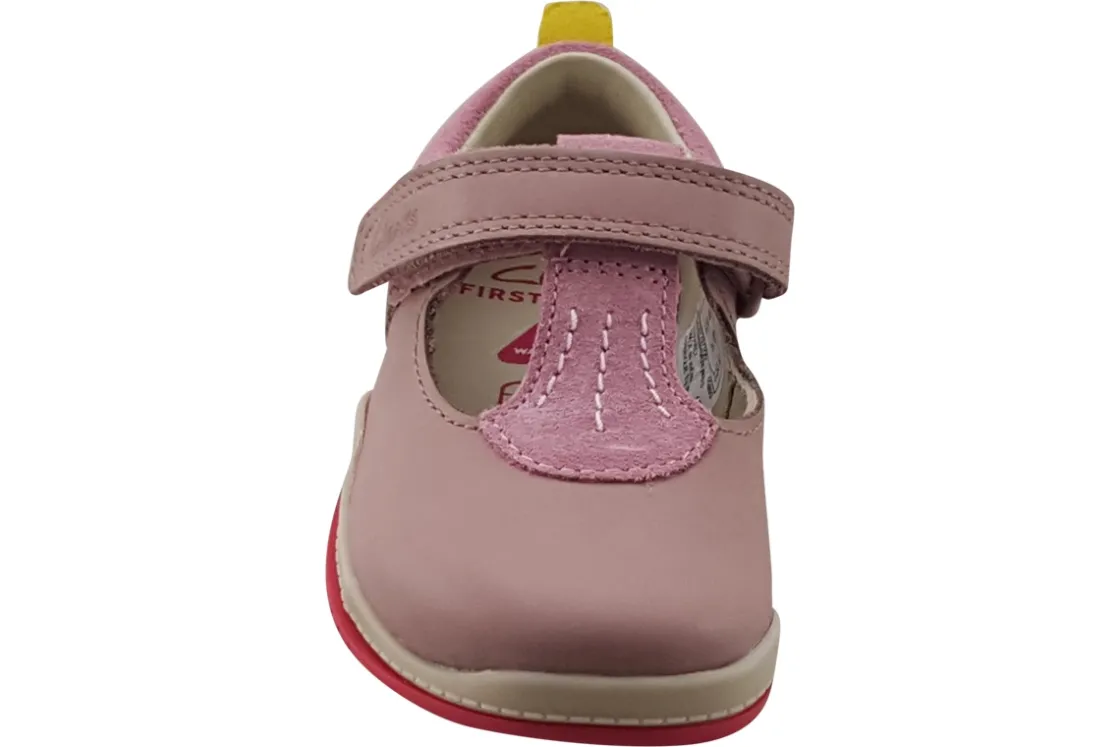 Clarks Velcro | Girls Shoes<NoodleBrightT. Dusty Pink Girls Leather Shoes