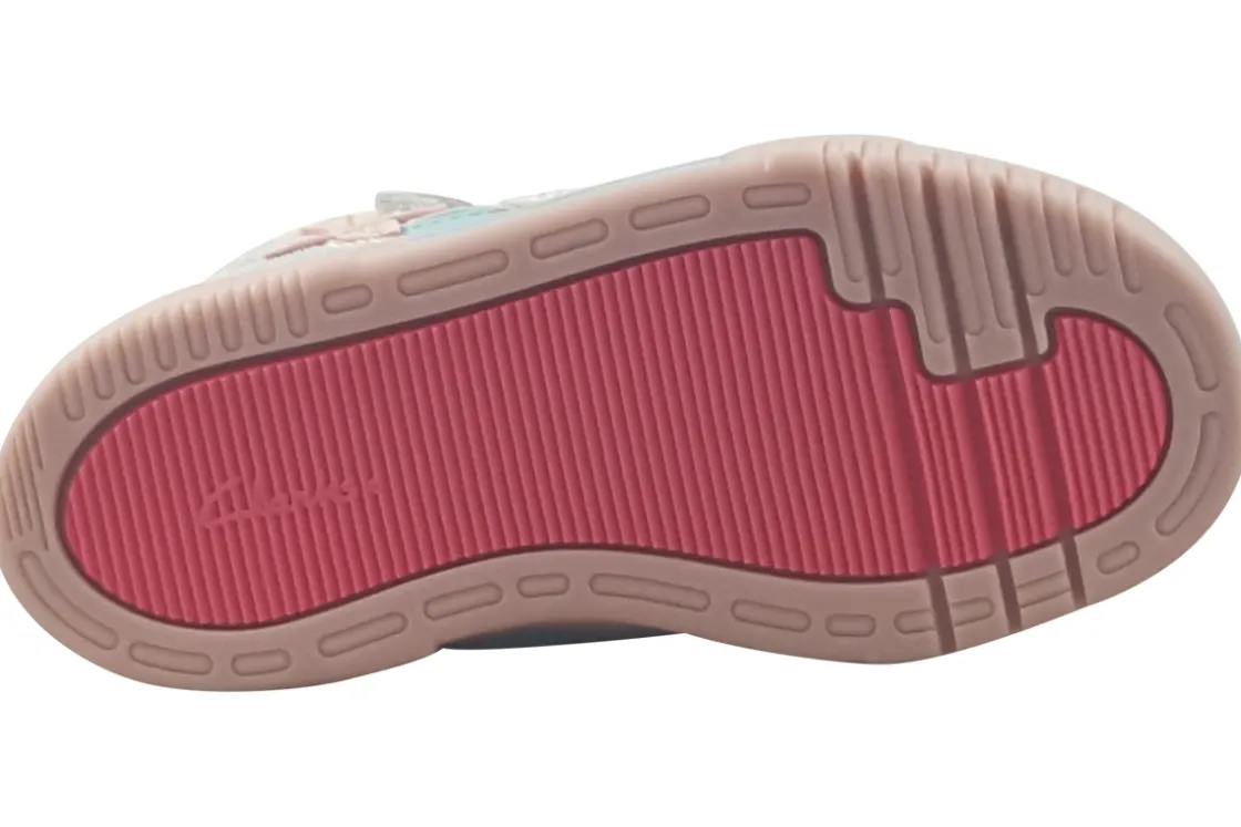Clarks Velcro | Girls Boots<Oslo Play K. Girls Leather Fashion Trainers Light Blue