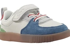 BOY Clarks Velcro | Boys Shoes<Oslo Vibe T Boys Leather Fashion Trainers White Blue