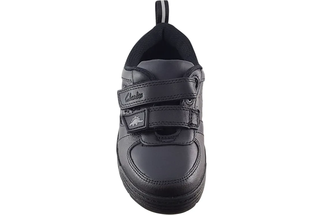 BOY Clarks Junior Boys | Velcro<PalmerSteggy K Black Boys Leather School Shoes