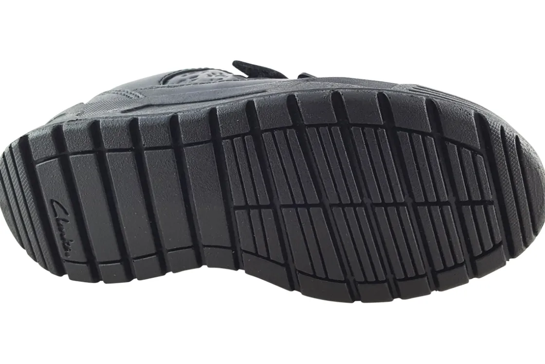 BOY Clarks Junior Boys | Velcro<PalmerSteggy K Black Boys Leather School Shoes