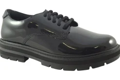 Clarks Junior Girls | Laced<Prague Lace O. Black (F Fit) Girls Leather Patent School Shoes