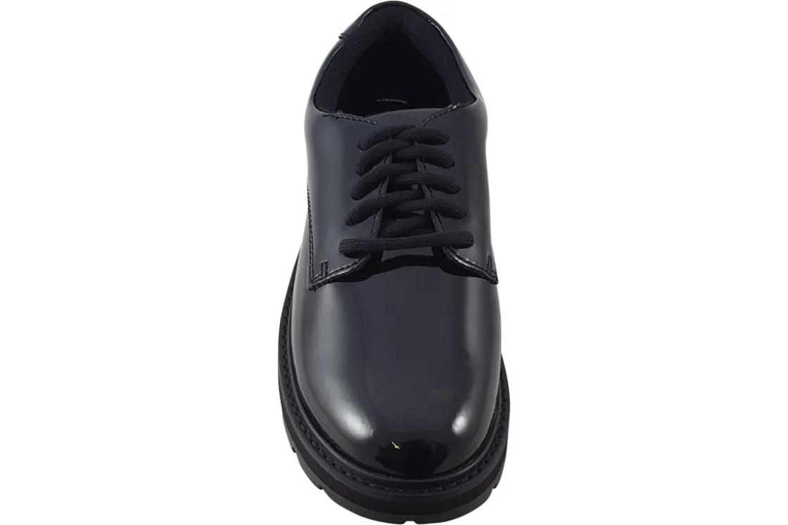 Clarks Junior Girls | Laced<Prague Lace O. Black (F Fit) Girls Leather Patent School Shoes