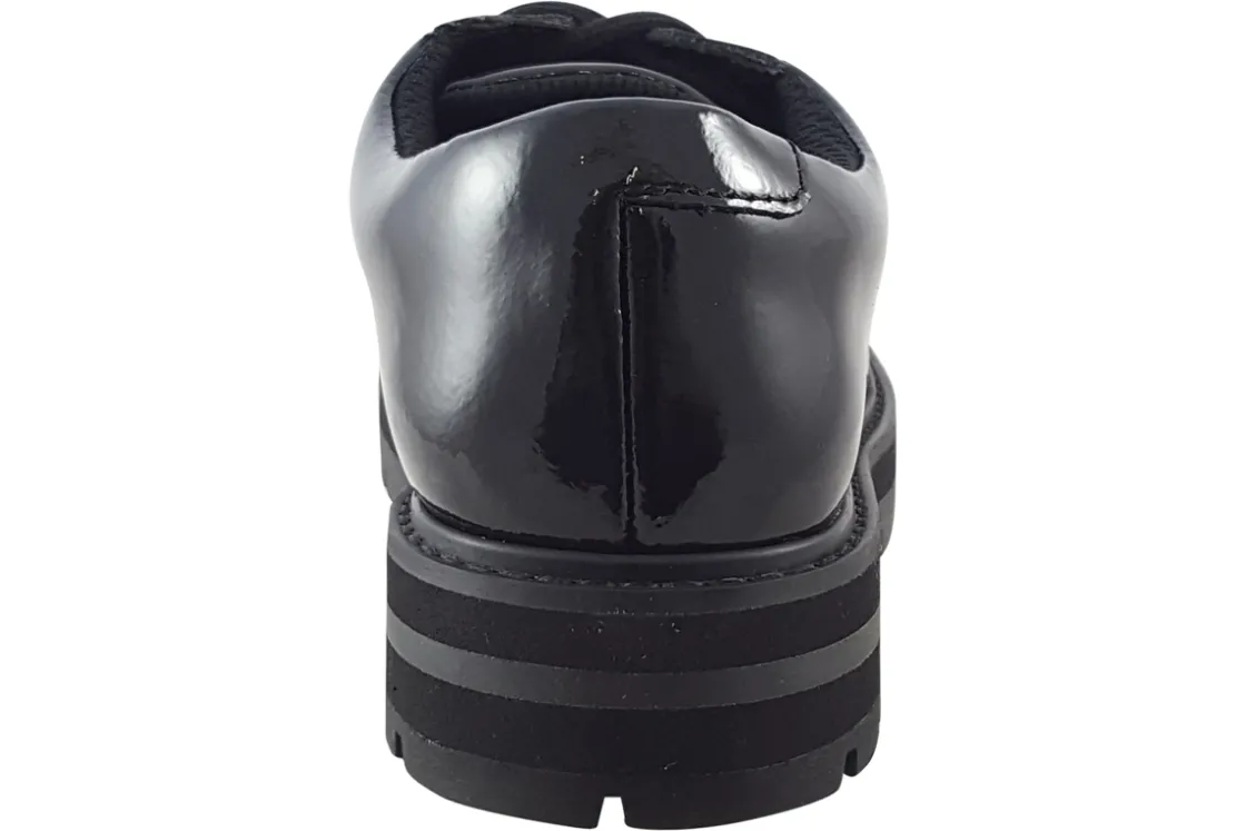 Clarks Junior Girls | Laced<Prague Lace O. Black (F Fit) Girls Leather Patent School Shoes