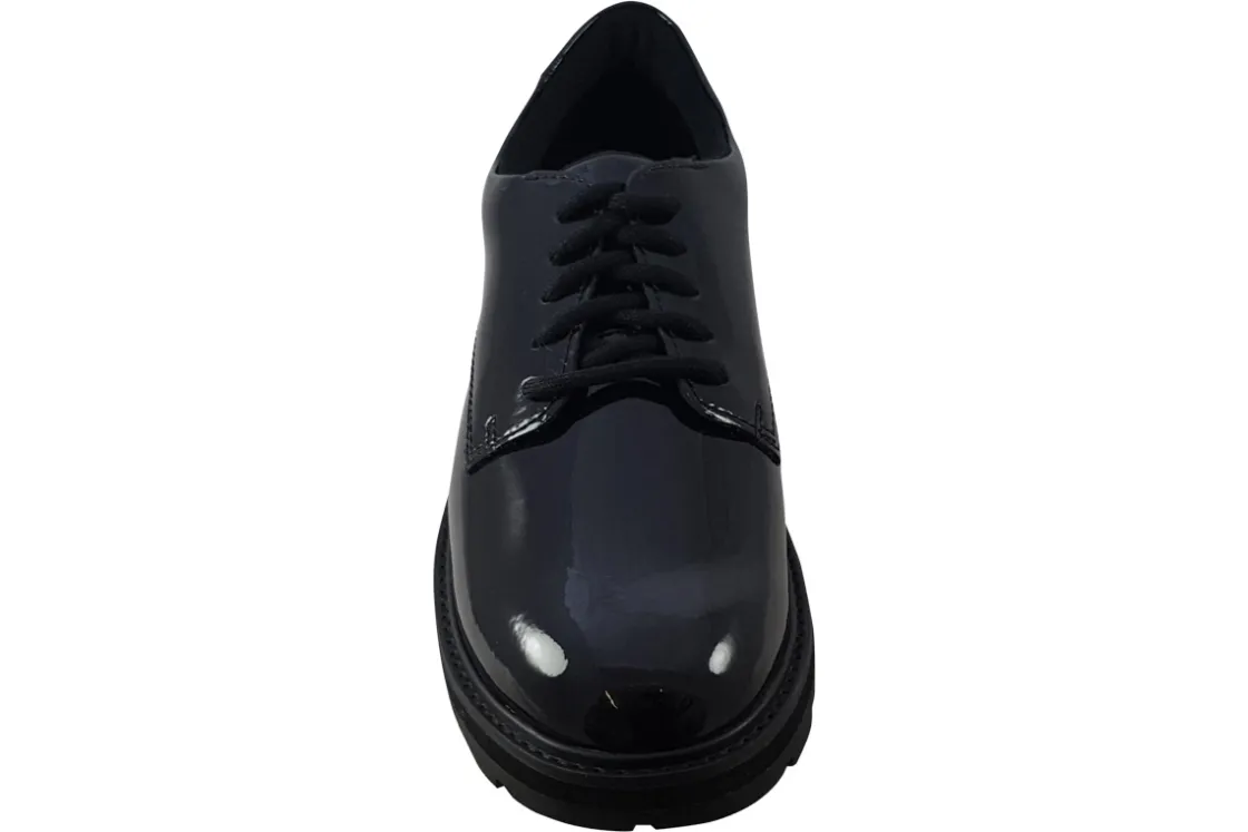 Clarks Junior Girls | Senior Girls<Prague Lace Y. Black (F Fit) Girls Leather Patent School Shoes