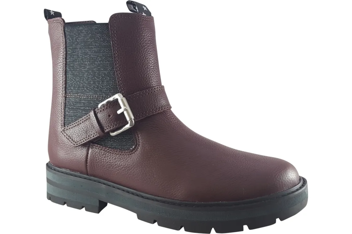 Clarks Zip | Girls Boots<PragueRiver O. Burgundy Girls Leather Boots