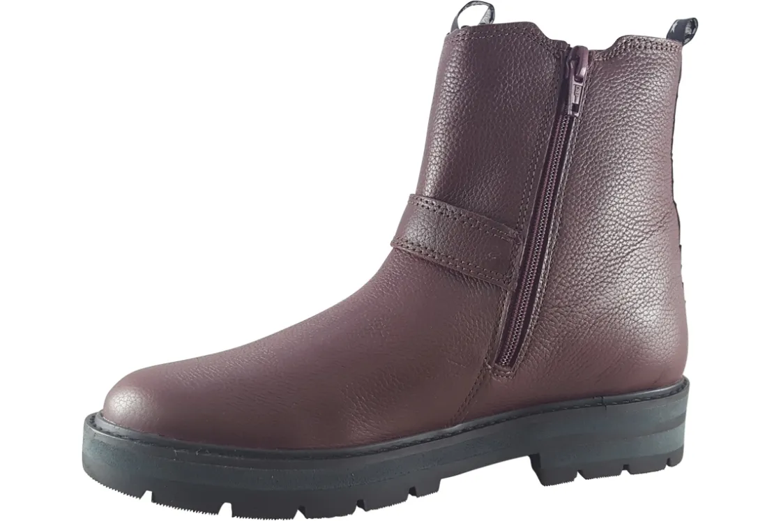 Clarks Zip | Girls Boots<PragueRiver O. Burgundy Girls Leather Boots
