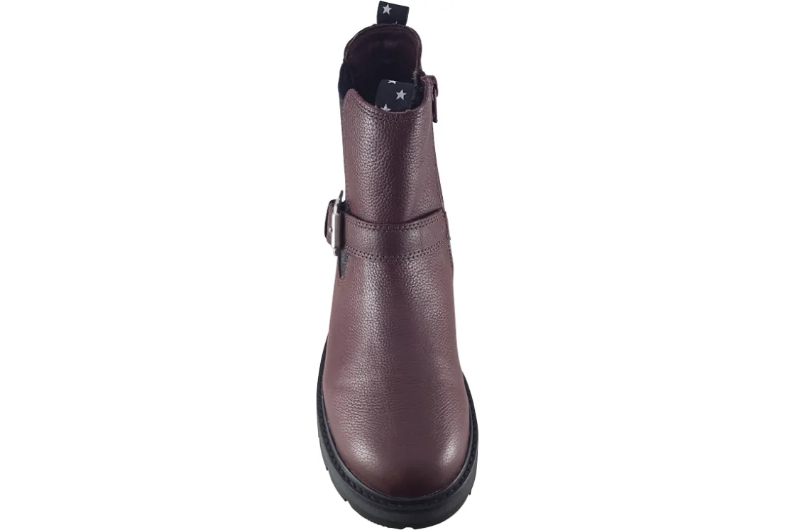 Clarks Zip | Girls Boots<PragueRiver O. Burgundy Girls Leather Boots