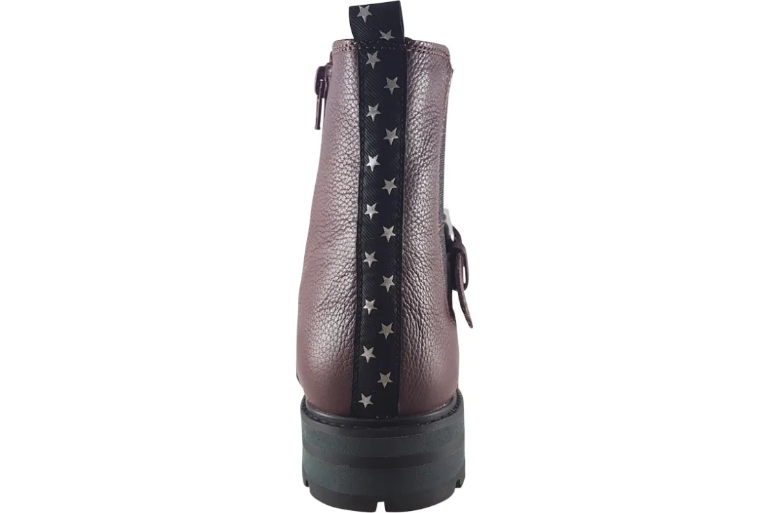 Clarks Zip | Girls Boots<PragueRiver O. Burgundy Girls Leather Boots