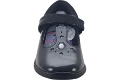 Clarks Junior Girls | Velcro<Relda Gem K. Black Girls Leather Patent School Shoes