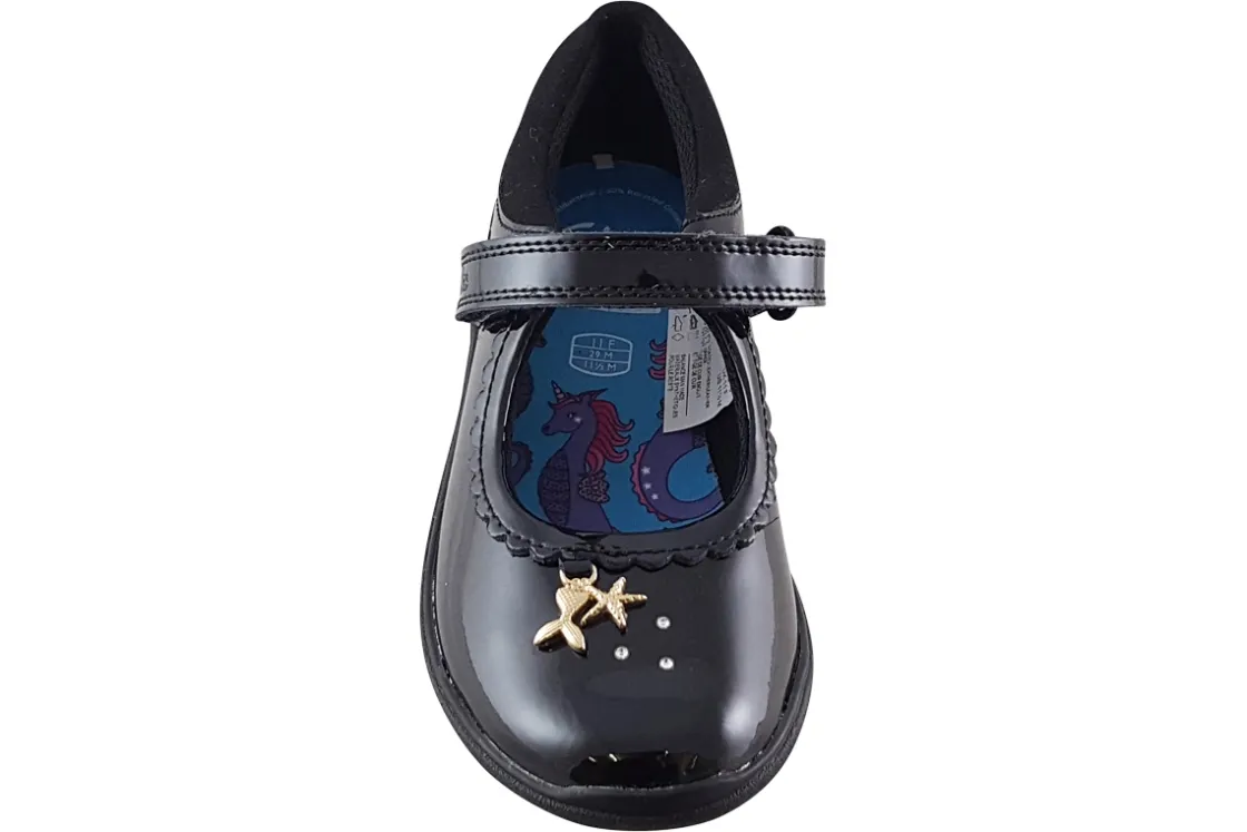 Clarks Junior Girls | Girls Shoes<Relda Sea K. Black Girls Leather School Shoes