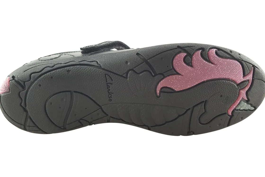 Clarks Junior Girls | Girls Shoes<Relda Sea K. Black Girls Leather School Shoes