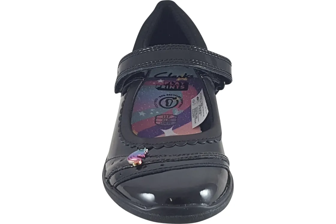 Clarks Junior Girls | Velcro<Relda Spark K. Black Girls School Shoes