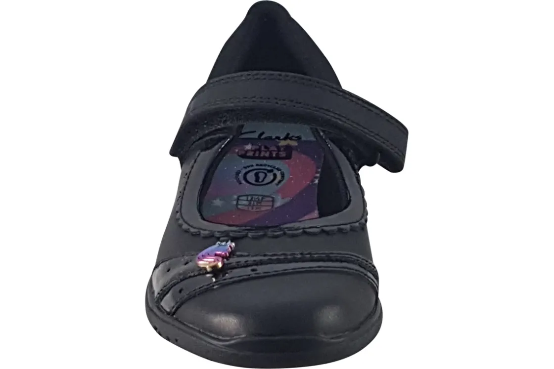Clarks Junior Girls | Velcro<Relda Spark K. Black Girls School Shoes