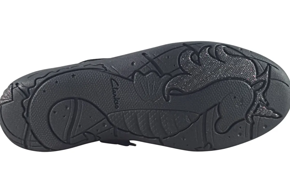 Clarks Junior Girls | Velcro<Relda Spark K. Black Girls School Shoes