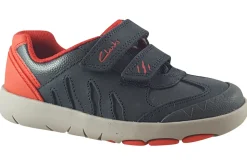 BOY Clarks Velcro | Boys Shoes<Rex Play K Navy/Red Boys Leather Shoes